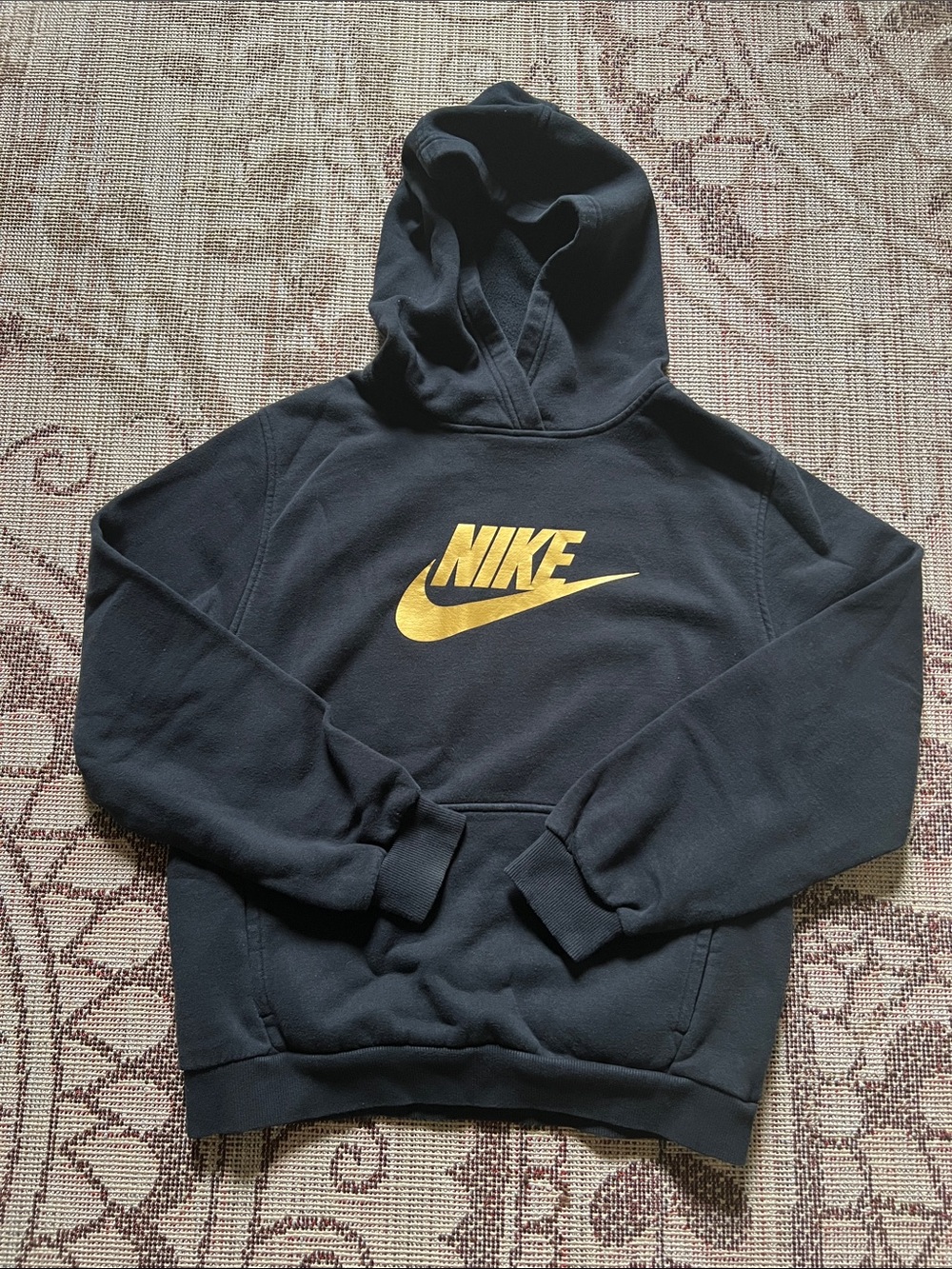 Nike Black Hoodie with Gold Swoosh Logo